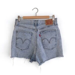Levi’s Light Blue Mile High Cutoff Fray Shorts with Stretch